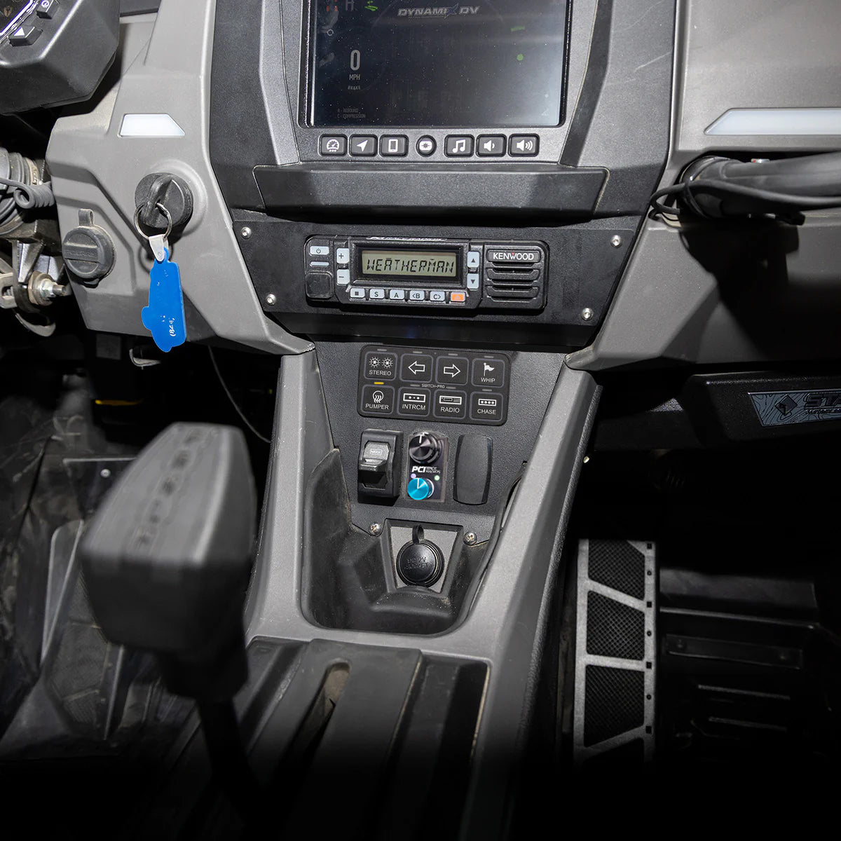 Polaris 2025 RZR Pro R Kenwood Radio and Rocker Intercom with Switch Pros VERTICAL Bracket - PCI Race Radios