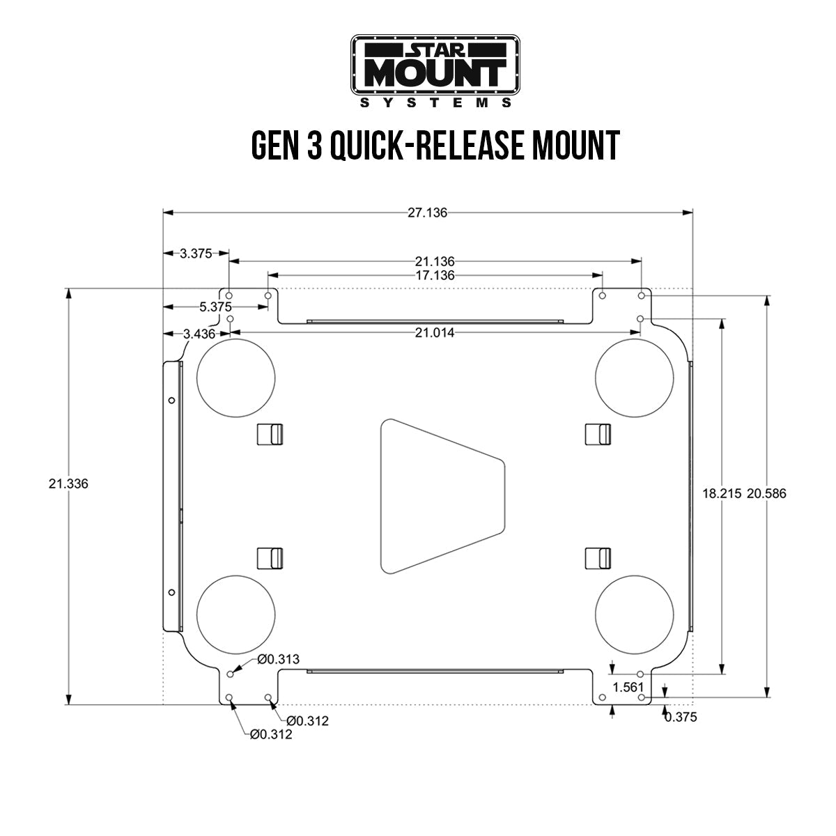 Star-Mount Quick Release for Gen 3 Voyager Mount - PCI Race Radios