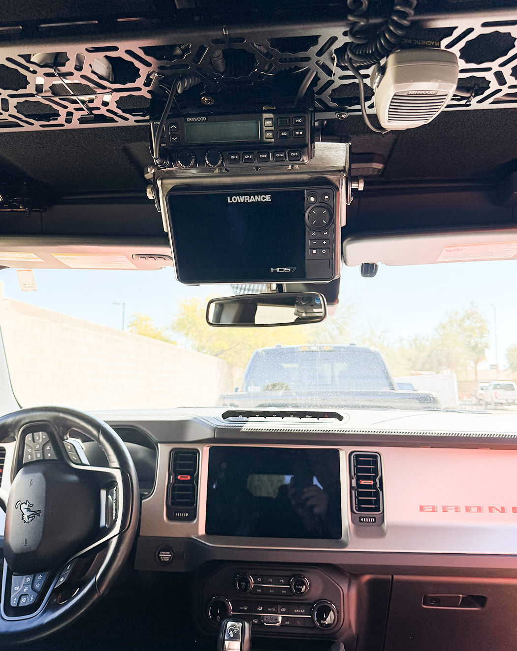 Fold Down Lowrance HDS7-LIVE GPS Mount - Bronco and Bronco Raptor Roof Mount - PCI Race Radios
