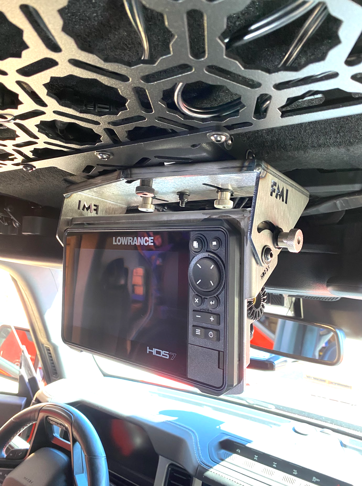 Fold Down Lowrance HDS7-LIVE GPS Mount - Bronco and Bronco Raptor Roof Mount - PCI Race Radios