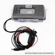 icom Sat100 Hand Held Case Closed with Power Leads
