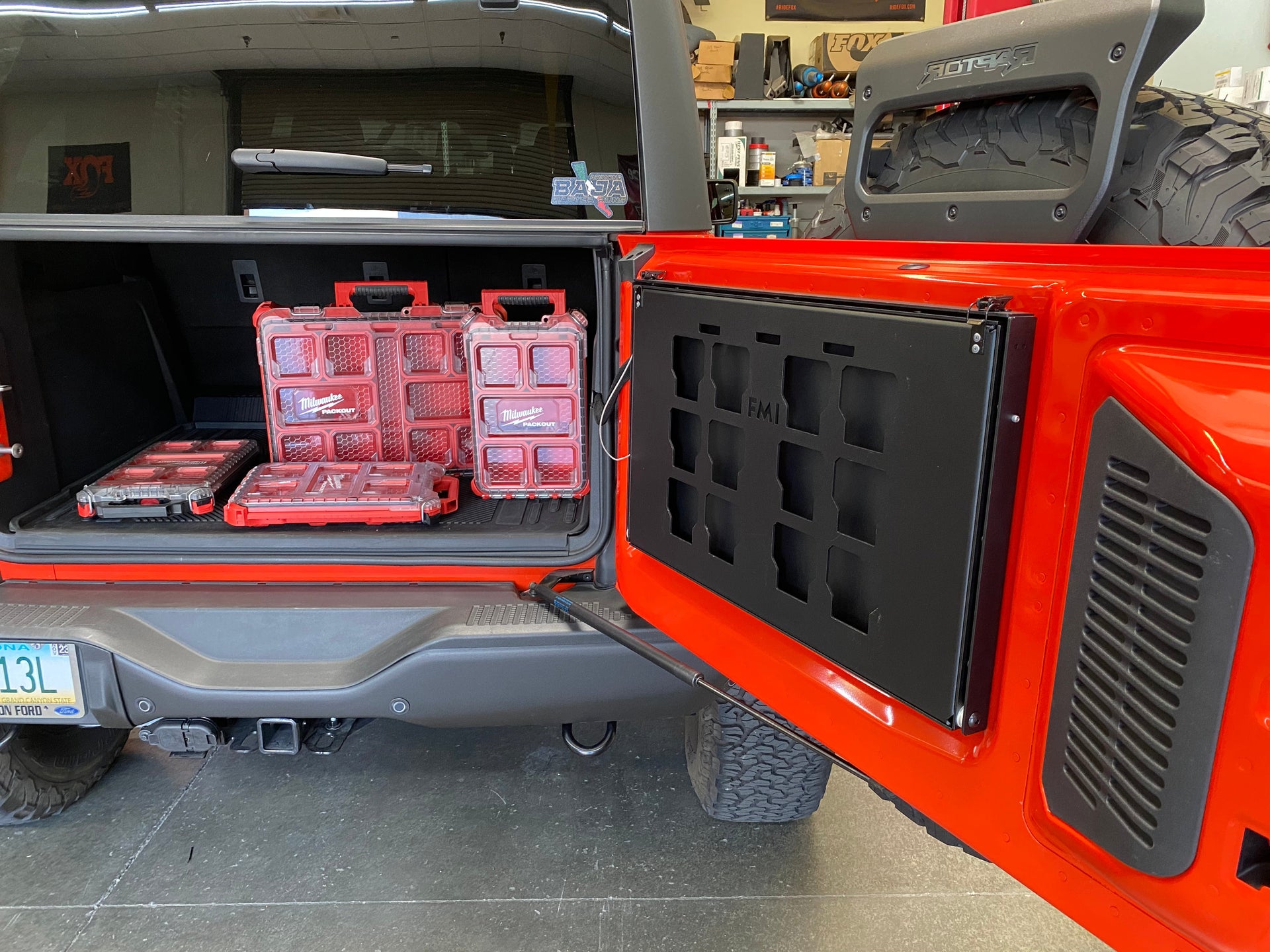 Tailgate Folding Table with PACKOUT Storage Mount - (2022 +) Bronco Raptor and (2021 +) Ford Bronco - PCI Race Radios
