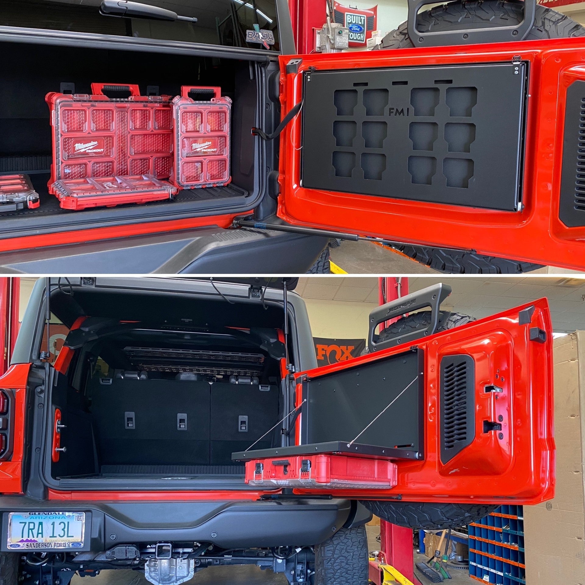Tailgate Folding Table with PACKOUT Storage Mount - (2022 +) Bronco Raptor and (2021 +) Ford Bronco - PCI Race Radios