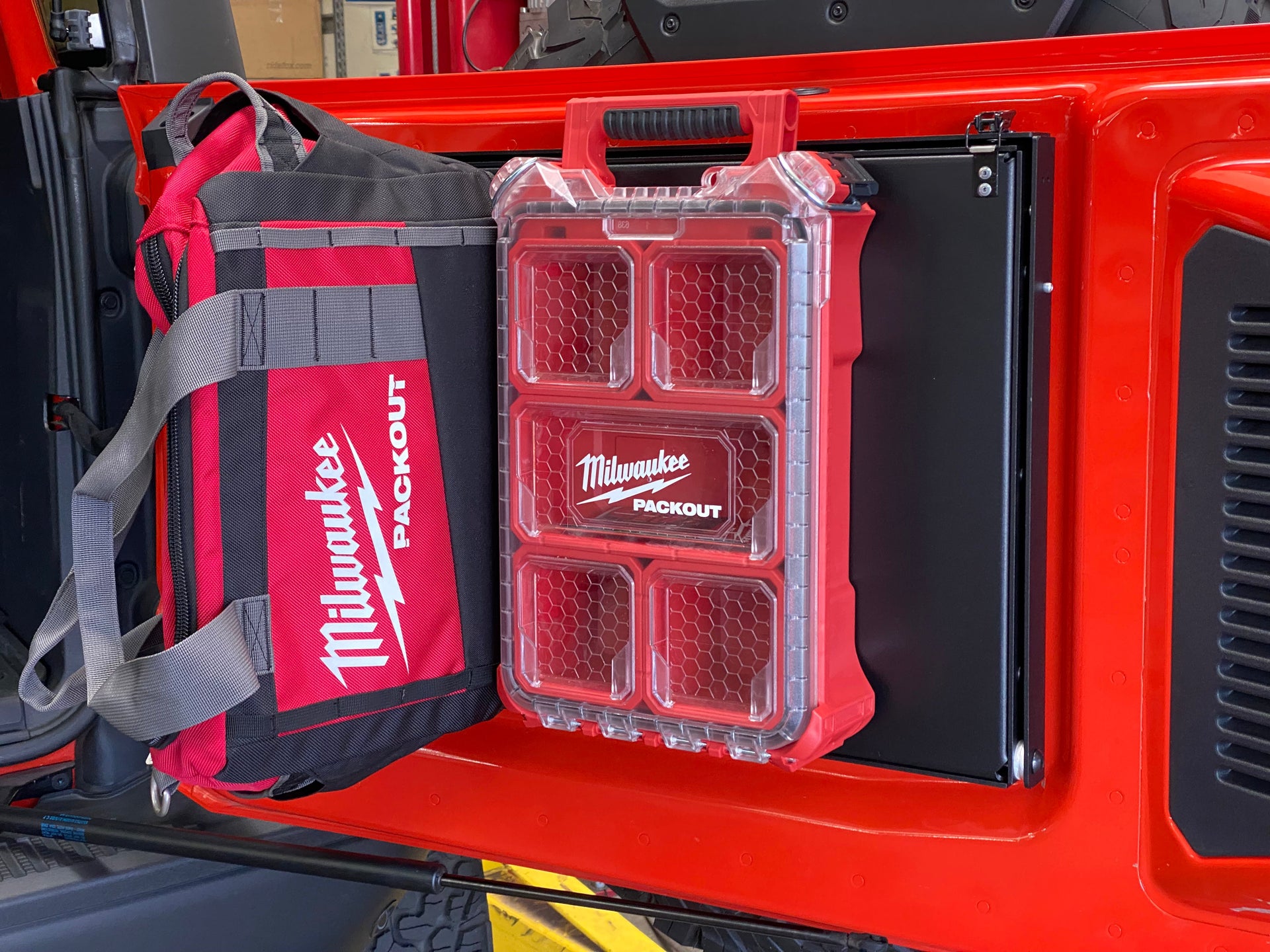 Tailgate Folding Table with PACKOUT Storage Mount - (2022 +) Bronco Raptor and (2021 +) Ford Bronco - PCI Race Radios