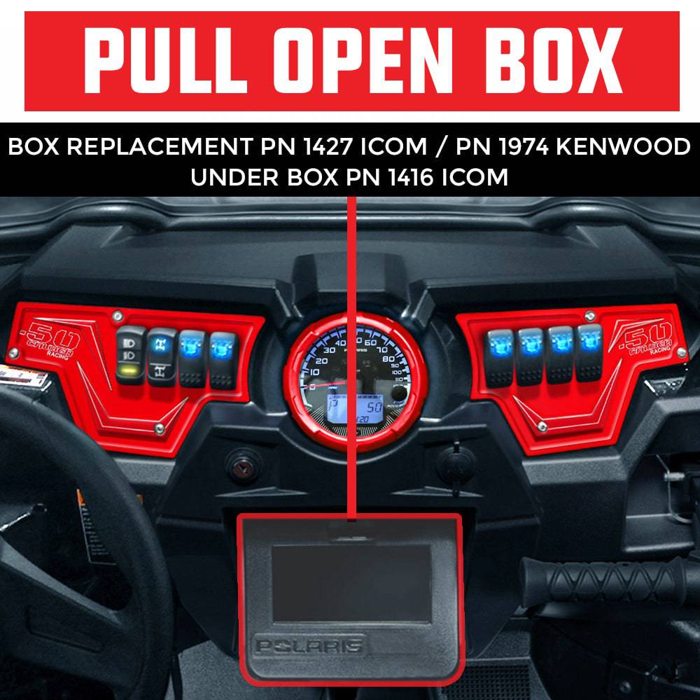 RZR Under Pull Open Box Icom Radio and Intercom Bracket - PCI Race Radios